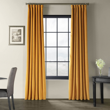 Set draperii din catifea cu rejansa Premium 250x230 cm densitate 700 g/mp Galben 2 buc 