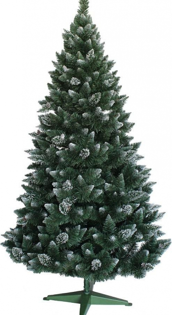 Brad De Craciun Artificial Cu Conuri Si Varfuri Albe Din PVC 150cm Suport Inclus 
