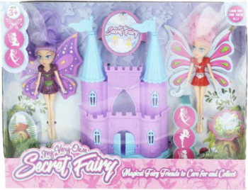 Set 2 papusi Secret Fairy cu castel Multicolor BBL2149 