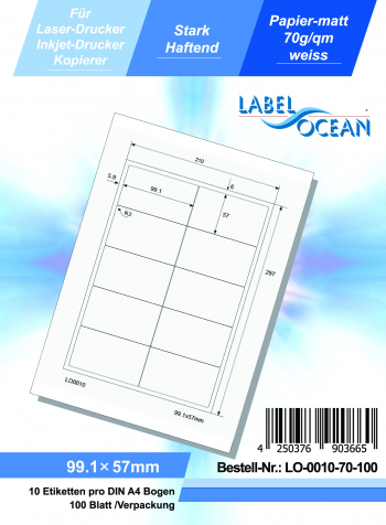 Etichete Autoadezive LabelOcean pe Suport A4 Dimensiuni 99.1x57 mm 100 Coli 