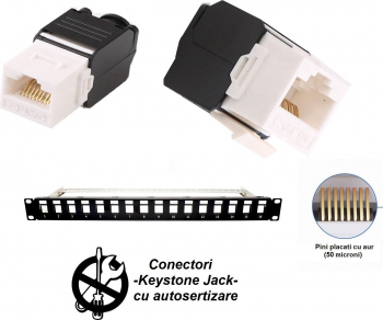 Patch Panel 19 Modular Echipat cat6A 10GB LanKATT UTP 16port x RJ45 1U Autosertizare neecranat 500Mhz suport de cabluri- 10 Gigabit 