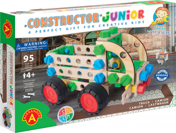 Set constructor junior-3 in 1 Camion 95 de piese din lemn natur/multicolor 