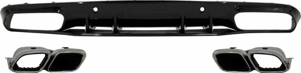 Difuzor Bara Spate compatibil cu MERCEDES C-Class C205 A205 Coupe Cabriolet 2014-2019 C63S Design Silver Tips 