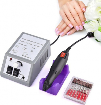 Pila electrica unghii 20.000 RPM 20W manichiura profesionala 6 capete slefuire directie dubla 