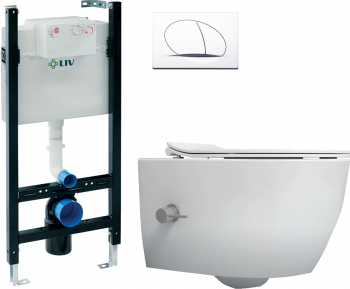 Set complet - Toaleta cu bideu Isvea Sentimenti Neo CleaRim LIV capacitate 9 L capac soft and slim clapeta alba 