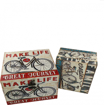 Set doua cutii din lemn imprimeu Make Life ideal pentru decor pentru depozitare 