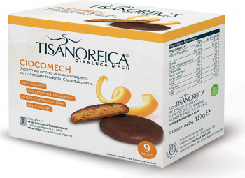 Biscuiti ciocomech cu coaja de portocala Tisanoreica Gianluca Mech 9 biscuiti x 13 g 