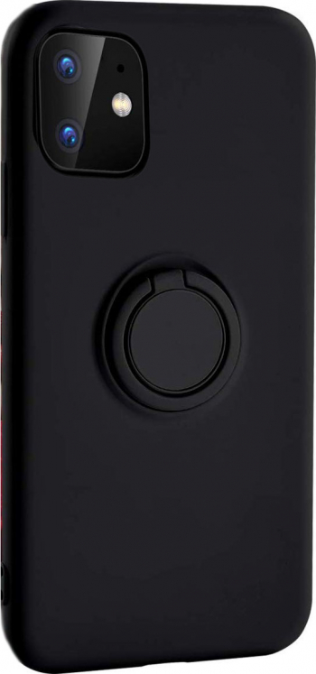 Carcasa iPhone 11 Negru Suport tip Inel Liquid Silicone iPhone XI pro marime de 5.8 