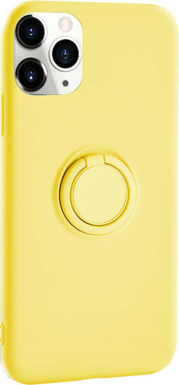 Carcasa iPhone 11 Pro Galben Suport tip Inel Liquid Silicone iPhone XI 5.8 inch 