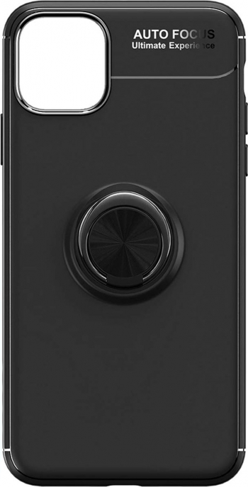 Husa iPhone 11 Pro neagru Suport tip Inel Inel cu rotatie de 360 grade Liquid Silicone iPhone XI Pro 5.8 inch 