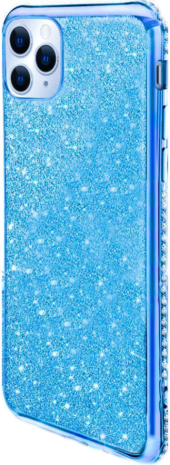 Husa pentru iPhone 11 6.1 inch Bling Sparklyn cu Glitter Bling Diamond albastru 