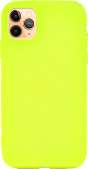 Husa pentru iPhone 11 galben neon liquid silicone captusita cu microfibra marime de 6.1 inch doty 