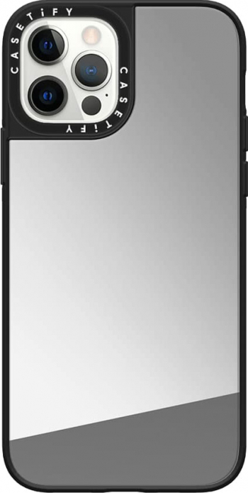Husa pentru iPhone 12 Max Cool Mirror spate oglinda margini anti soc material dur design modern 6.1 inch negru Doty 