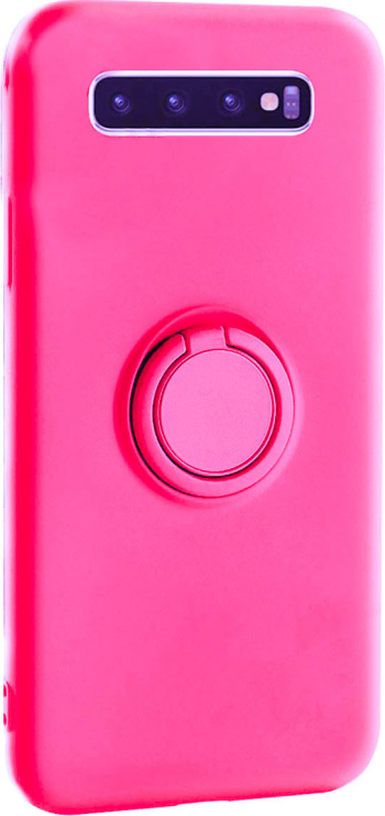 Husa pentru Samsung Galaxy S10E Roz Suport tip Inel captusita cu microfibra Liquid Silicone 