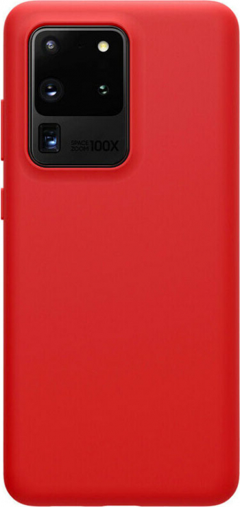 Husa pentru Samsung Galaxy S20 Ultra rosu captusita cu microfibra Liquid Silicone 6.9 inch 