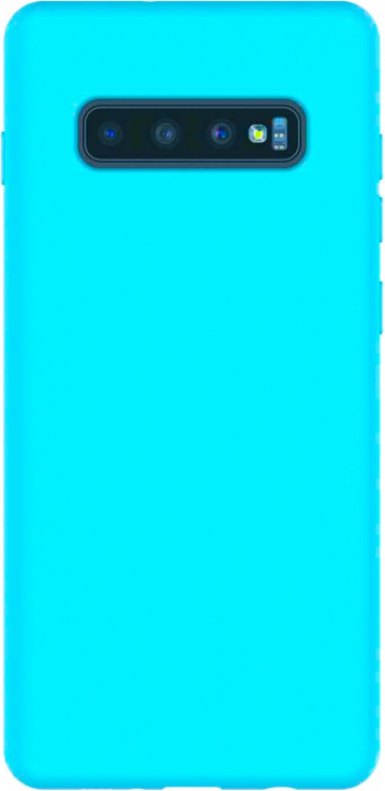 Husa pentru Samsung S10 Plus Aqua Blue liquid silicone captusita cu microfibra bleu deschis doty