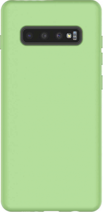 Husa pentru Samsung S10 Plus liquid silicone captusita cu microfibra verde deschis doty 