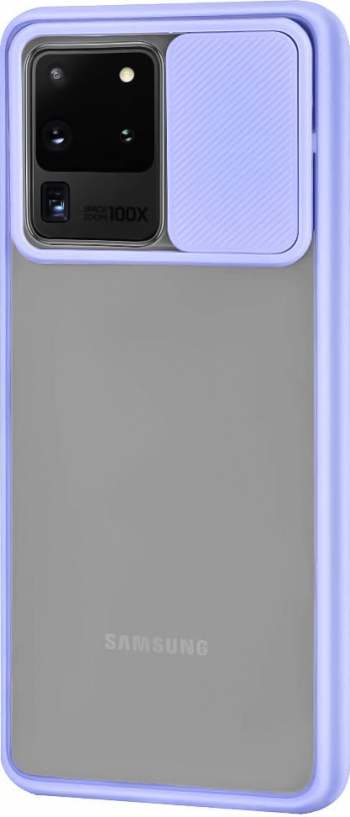 Husa pentru Samsung S20 Ultra 6.9 inch spate transparent material rezistent capac glisant pentru protectia camerei mov deschis doty 