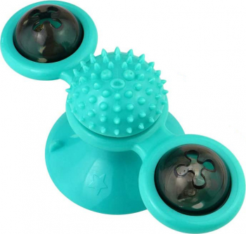 Jucarie multifunctionala pentru pisici Octopus Kitty Friend rotativa cu ventuza biluta cu efecte luminoase iarba pisicii inclusa materiale 