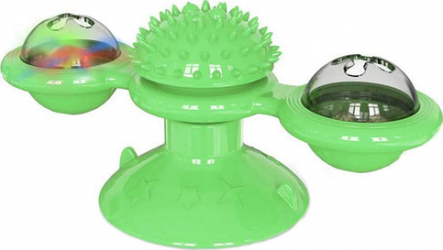 Jucarie multifunctionala pentru pisici Octopus Kitty Friend rotativa cu ventuza biluta cu efecte luminoase iarba pisicii inclusa materiale 