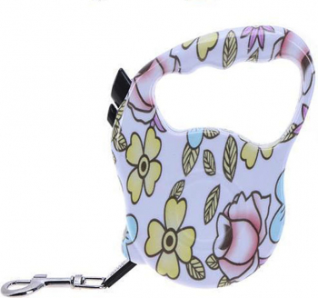 Lesa de 3 m retractabila cu blocator pentru animale de companie design floral Doty 