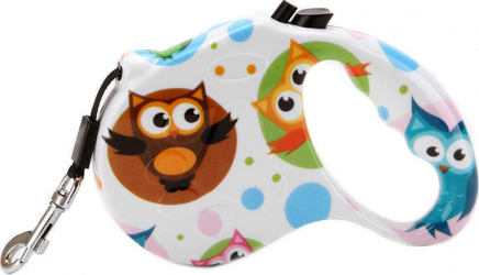 Lesa de 5 m retractabila pentru animale de companie design cu bufnite Doty 