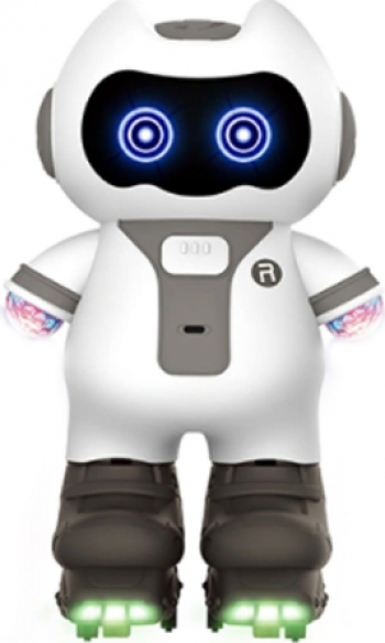 Robot de jucarie pentru copii Disco Dancer efecte luminoase si sonore danseaza si canta 20 cm alb/gri doty