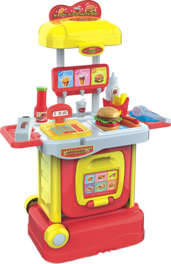 Set casa de marcat set de joaca casier 34 piese incluse portabil sub forma de troler interactiv usor de montat multicolor doty 