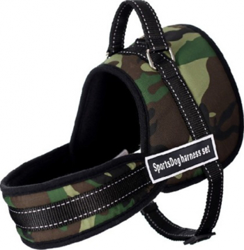 Set ham pentru caini de talie mica marime S rezistenta siguranta imprimeu camuflaj Doty 