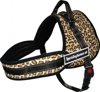 Set ham pentru caini de talie medie marime M rezistenta siguranta imprimeu leopard Doty 