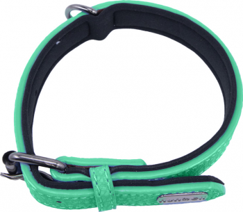 Zgarda Happy Green pentru caini de talie medie/mare din piele ecologica interior captusit cu material moale 47-56 verde Doty 