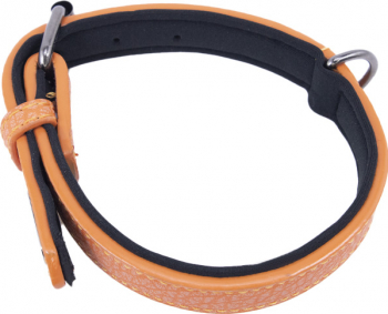 Zgarda Happy Orange pentru caini de talie medie/mare din piele ecologica interior captusit cu material moale 47-56 portocaliu Doty 