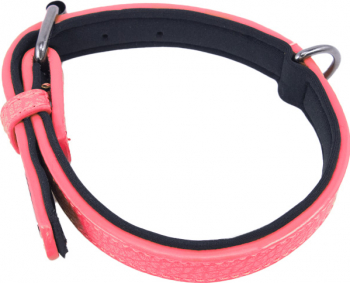 Zgarda Happy Pink pentru caini de talie medie/mare din piele ecologica interior captusit cu material moale 47-56 roz Doty 