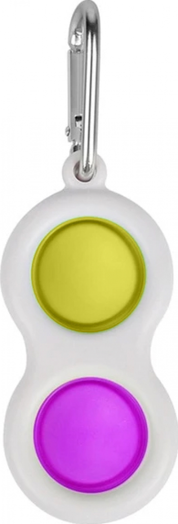 Breloc antistress Bubbly Touch carabina inclusa silicon moale elibereaza stresul pentru copii si adulti galben/albastru Doty 