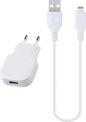 Incarcator retea Iphone Lightning 2.1A incarcator priza si cablu Alb