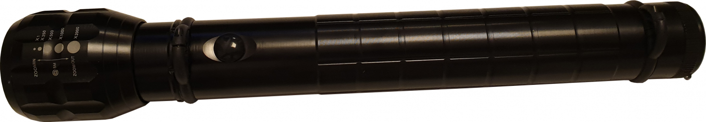 Lanterna Tactical Style Lungime 30 cm Alimentare 3 Baterii R20 Zoom Reglabil Busola Negru 
