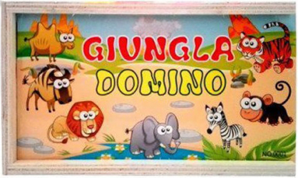 Set domino din lemn ilustratii animale joc interactiv cifre in limba engleza Doty 