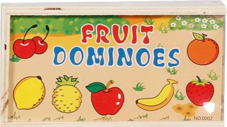 Set domino din lemn ilustratii fructe joc interactiv cifre in limba engleza Doty 