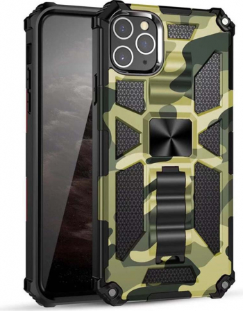Husa antisoc din policarbonat Samsung Galaxy A32 5G colturi ranforsate cu magnet Camo Lime 
