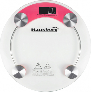 Cantar electronic Hausberg HB-6000RZ LCD Max 180Kg Afisaj Digital Roz