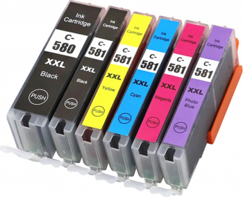 Set 6 cartuse GraphiteK PGI-580XL CLI-581XL compatibile Canon Pixma 