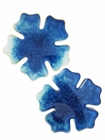 Set doua suporturi de pahare forma floare albastre 13 cm