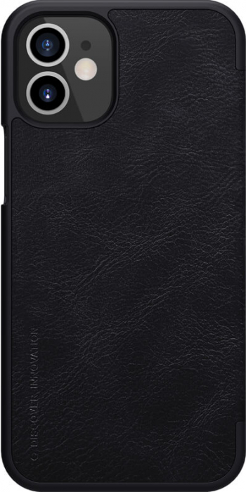Husa premium compatibila cu iPhone 12 Mini piele ecologica Negru 