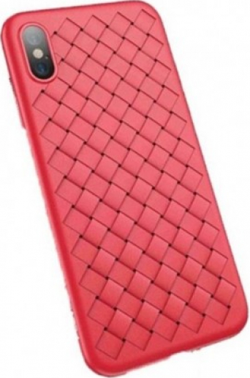 Husa telefon pentru Iphone X impletita imitatie piele Rosu 