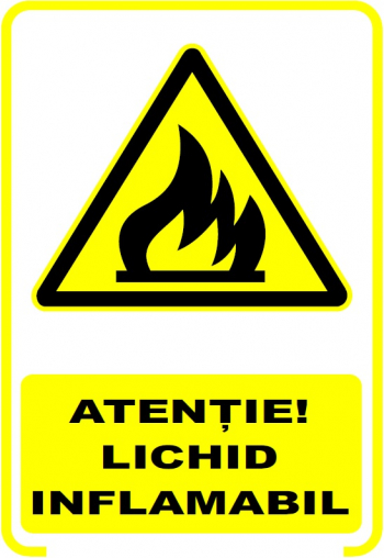 Indicator PVC A4 - Atentie Lichid inflamabil 