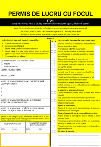 Set 10 bucati - Permis de lucru cu focul 