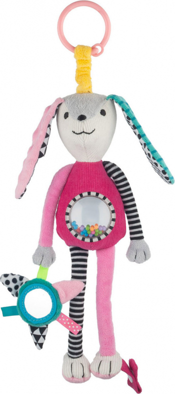 Jucarie plus cu sunatoare si oglinda Long Ears - Canpol babies - roz - 0 luni + 
