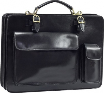 Servieta barbati din piele naturala neagra FS105 