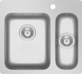 Chiuveta inox Pyramis ZERIA 58x52 ST 2 cuve 580x520mm adancime cuva mare 180mm finisaj lucios incorporabila in blat 