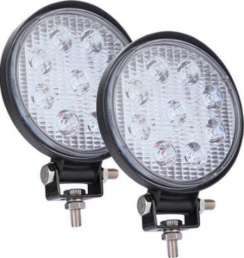 Set 2 x Proiectoare auto Rotunde 27W 9 leduri 